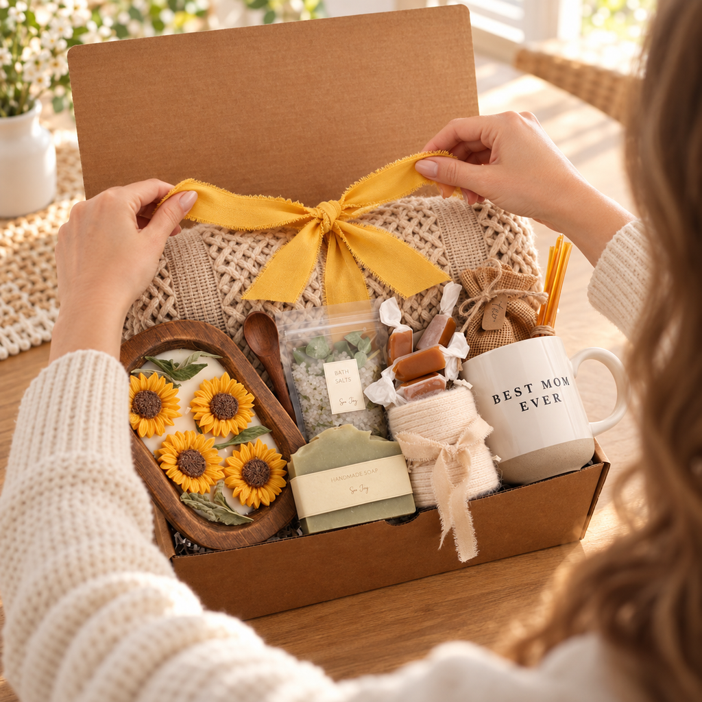 Sunflower & Wood Wick Candle Gift Box