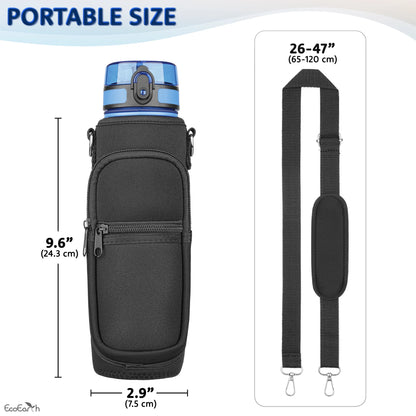 Sports Water Bottle Carrier W/Adjustable Shoulder Strap