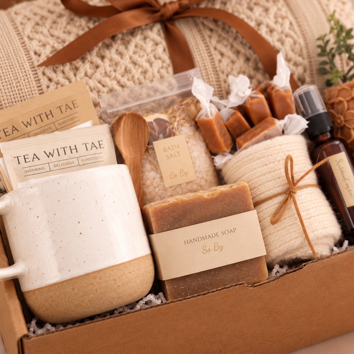 Spa Rustic Gift Box - Brown Floral