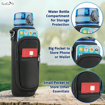 Sports Water Bottle Carrier W/Adjustable Shoulder Strap