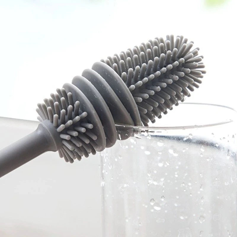 Silicone Cup Brush Milk Bottle Cleaning Brush Long Handle Water Bottles Cleaner Glass Cup Cleaning Brush Kitchen Cleaning Tools