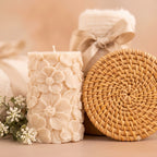 White Pillar Floral Candle Gift Box