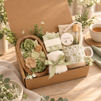 Green Floral & Wood Wick Candle Gift Box