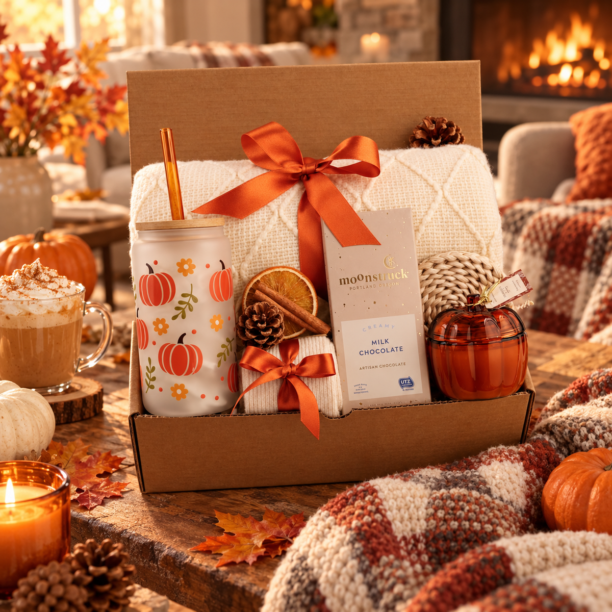 Glass Pumpkin Candle Gift Box