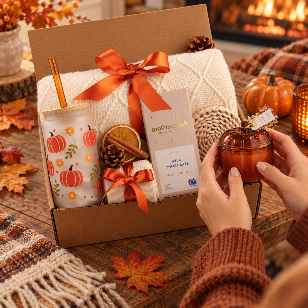 Glass Pumpkin Candle Gift Box