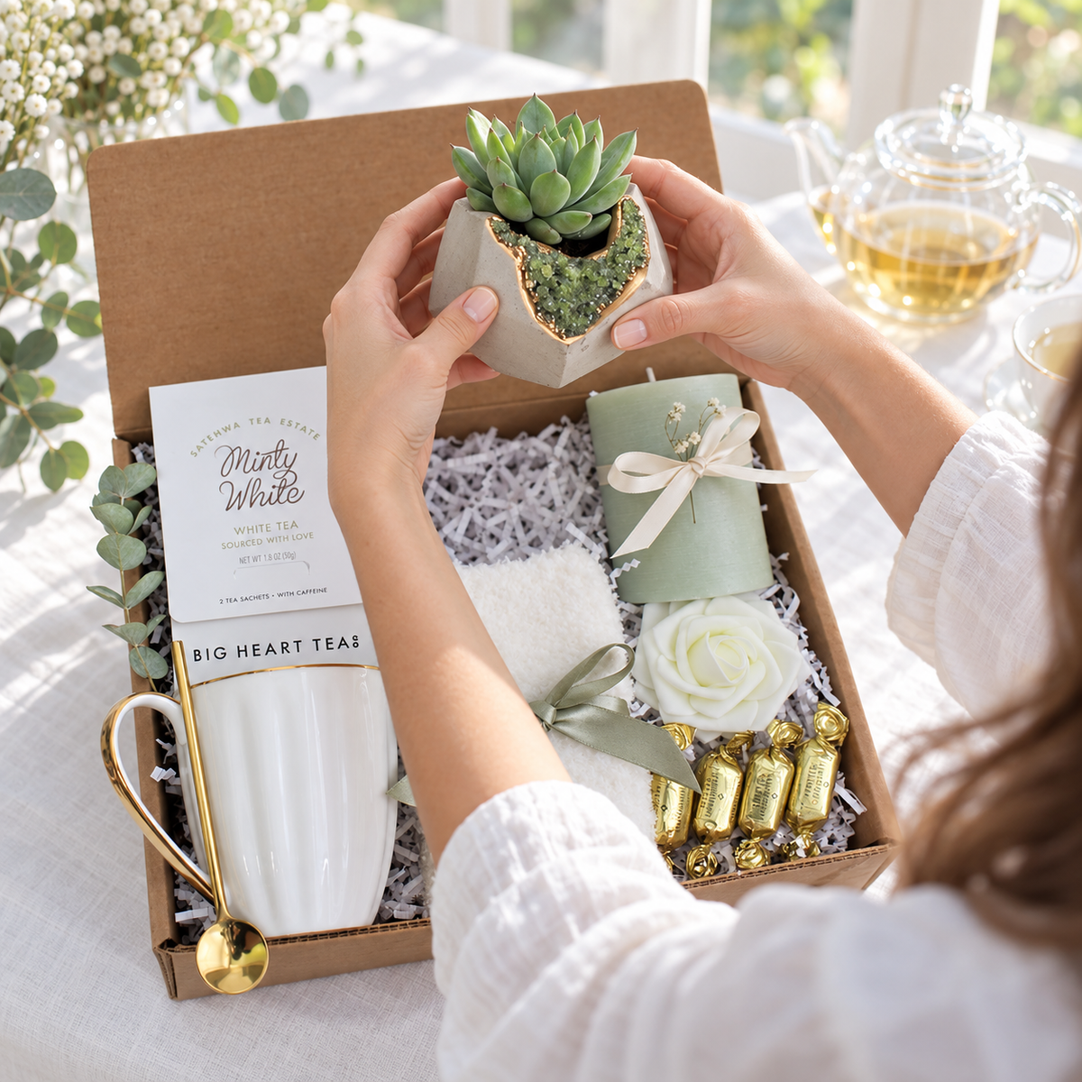 Geode Green Succulent Gift Box