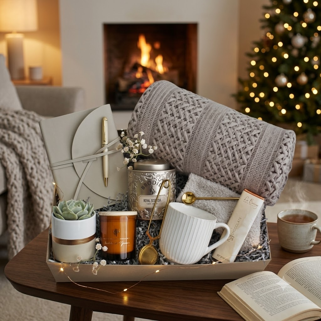 Deluxe Taupe Blanket Gift Box
