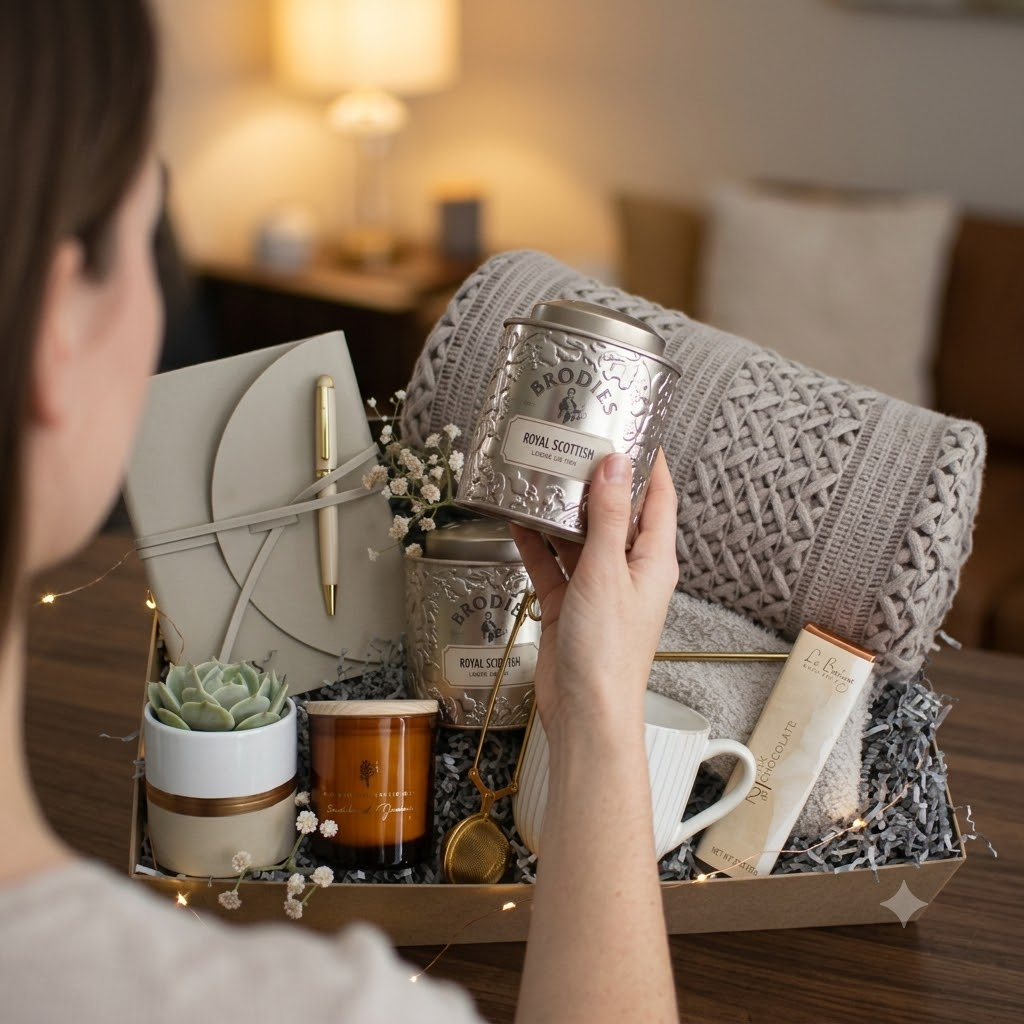 Deluxe Taupe Blanket Gift Box