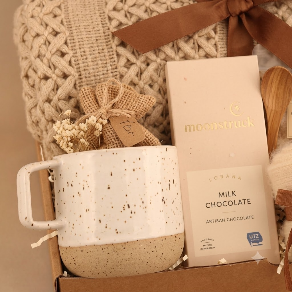 Brown Floral & Wood Wick Candle Gift Box