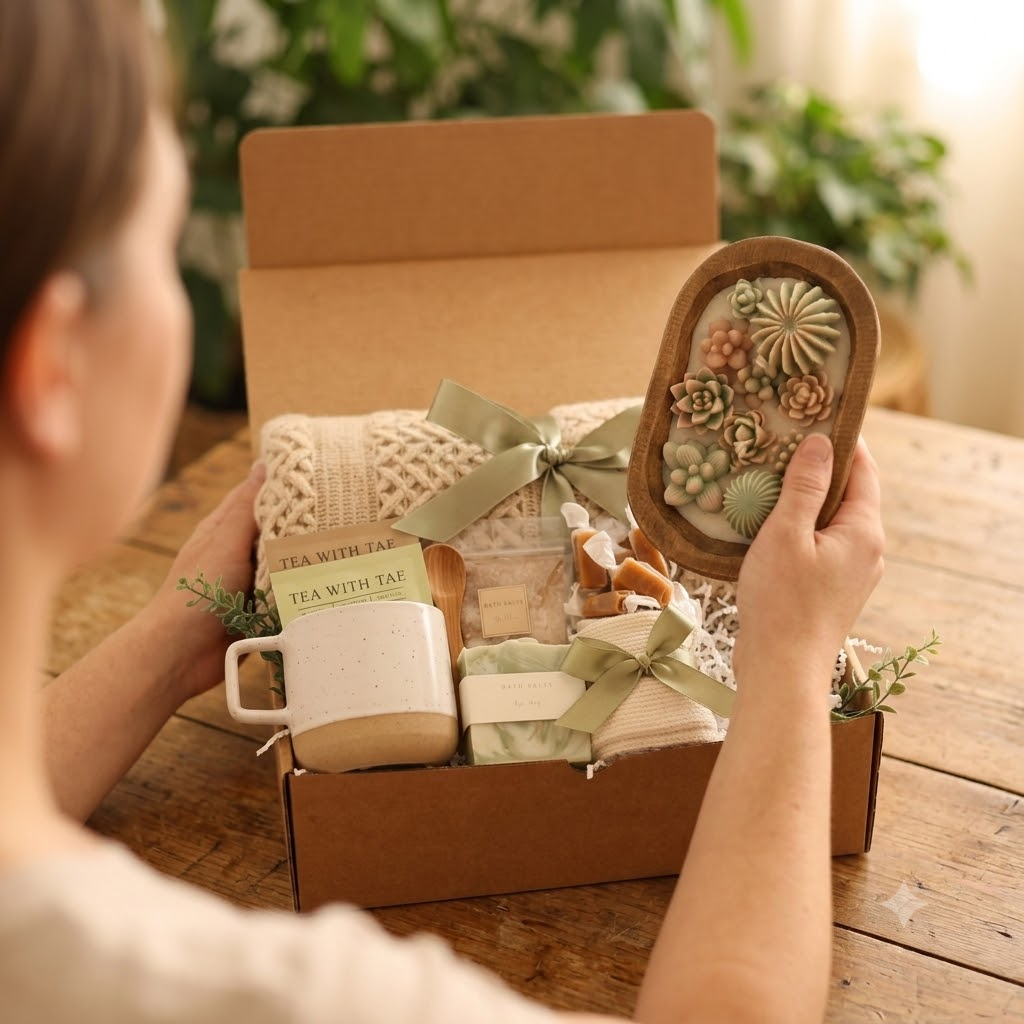 Brown & Green Wood Wick Candle Gift Box