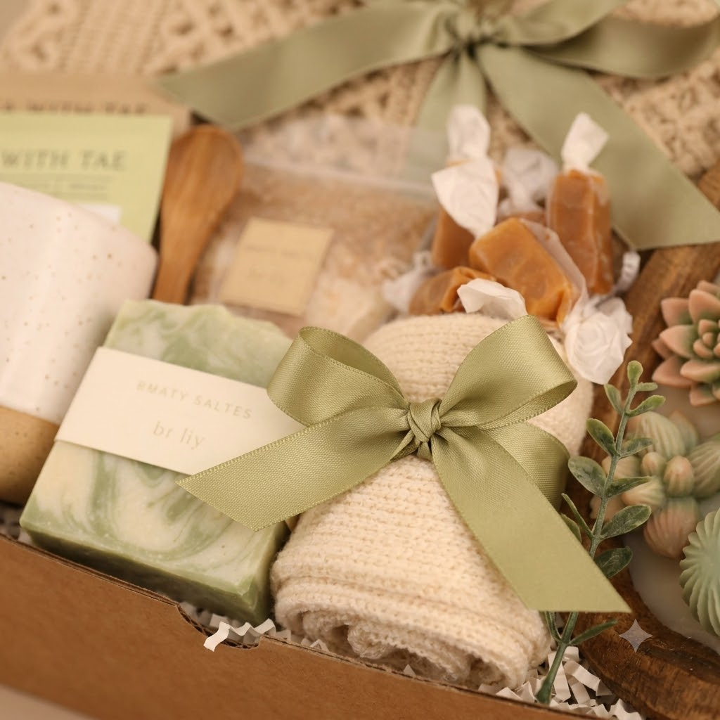 Brown & Green Wood Wick Candle Gift Box