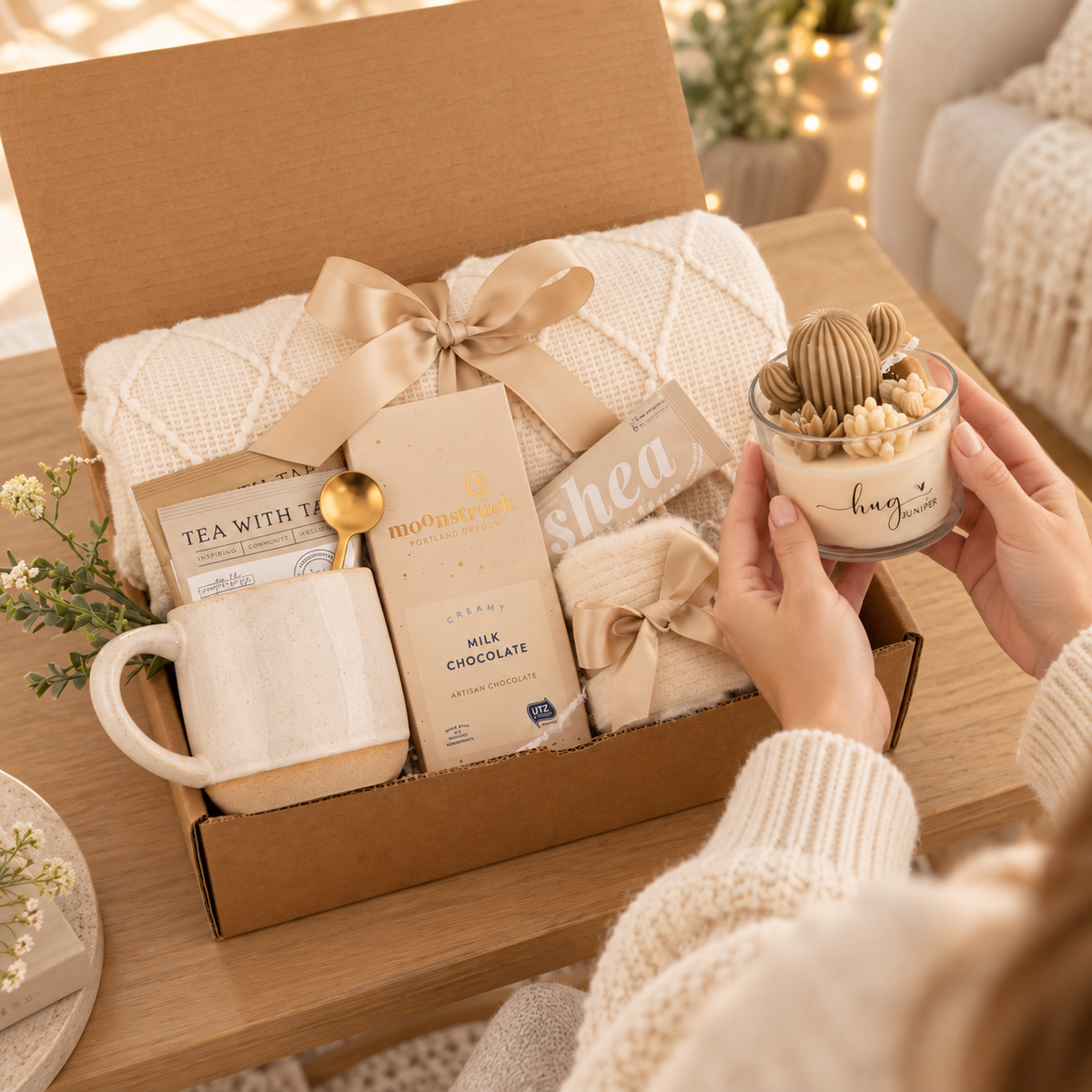 Hug Candle Gift Box - Beige