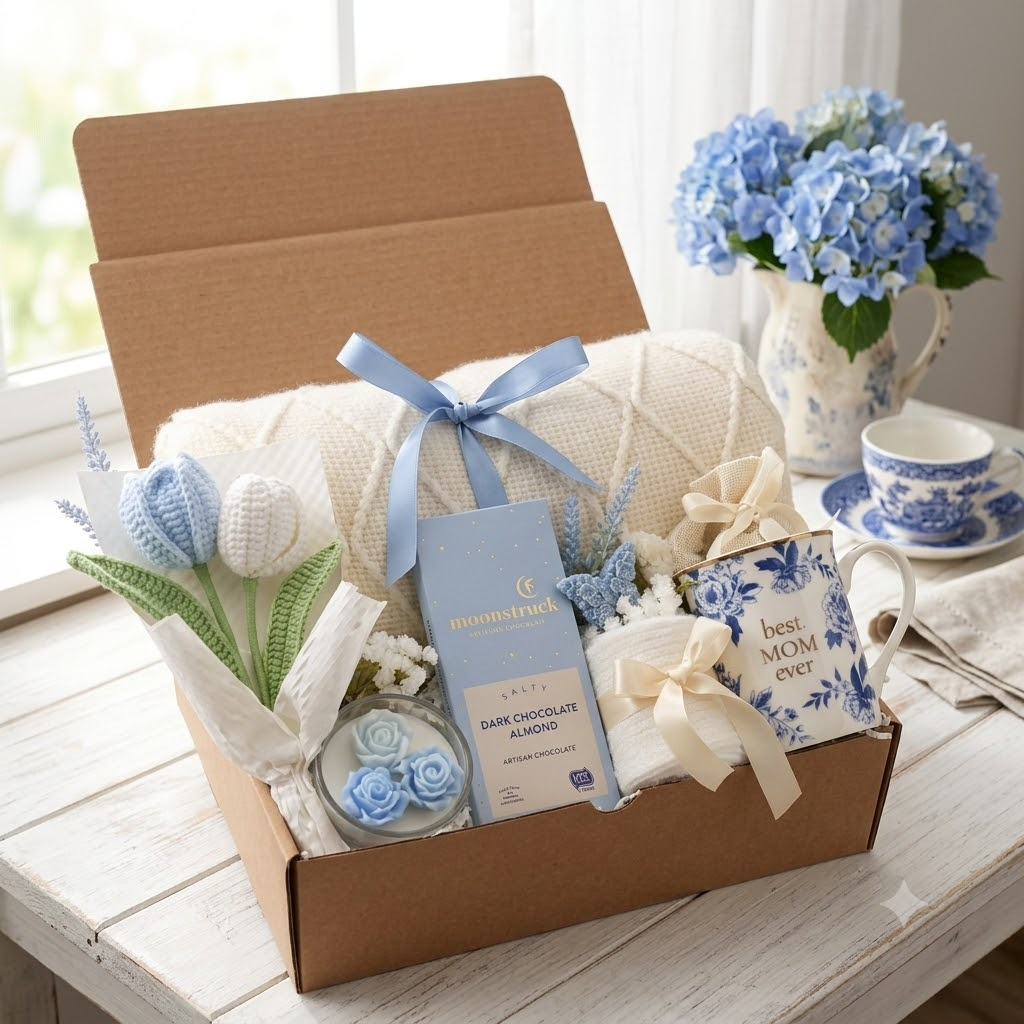 Blue Tulips Gift Box - Mom