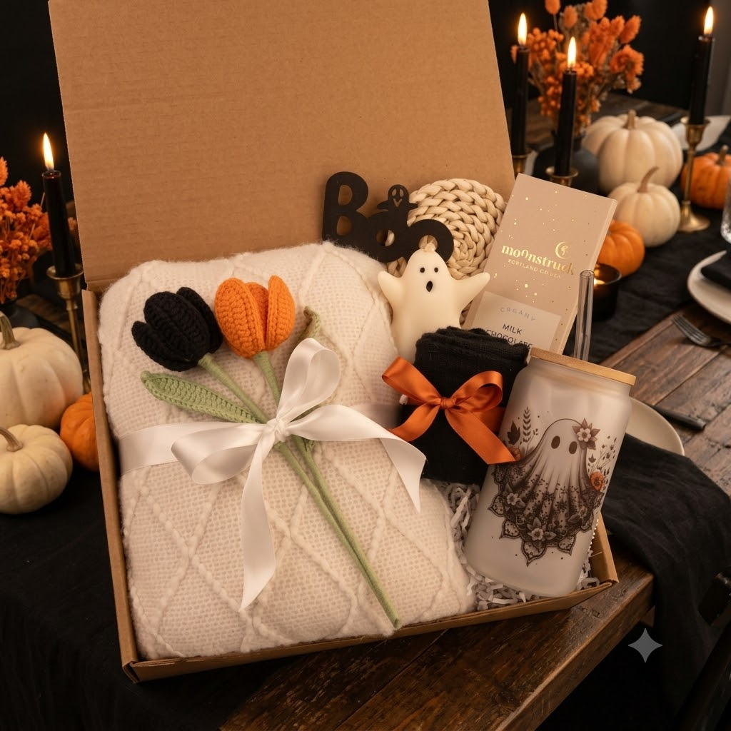 Black & Orange Tulips Gift Box