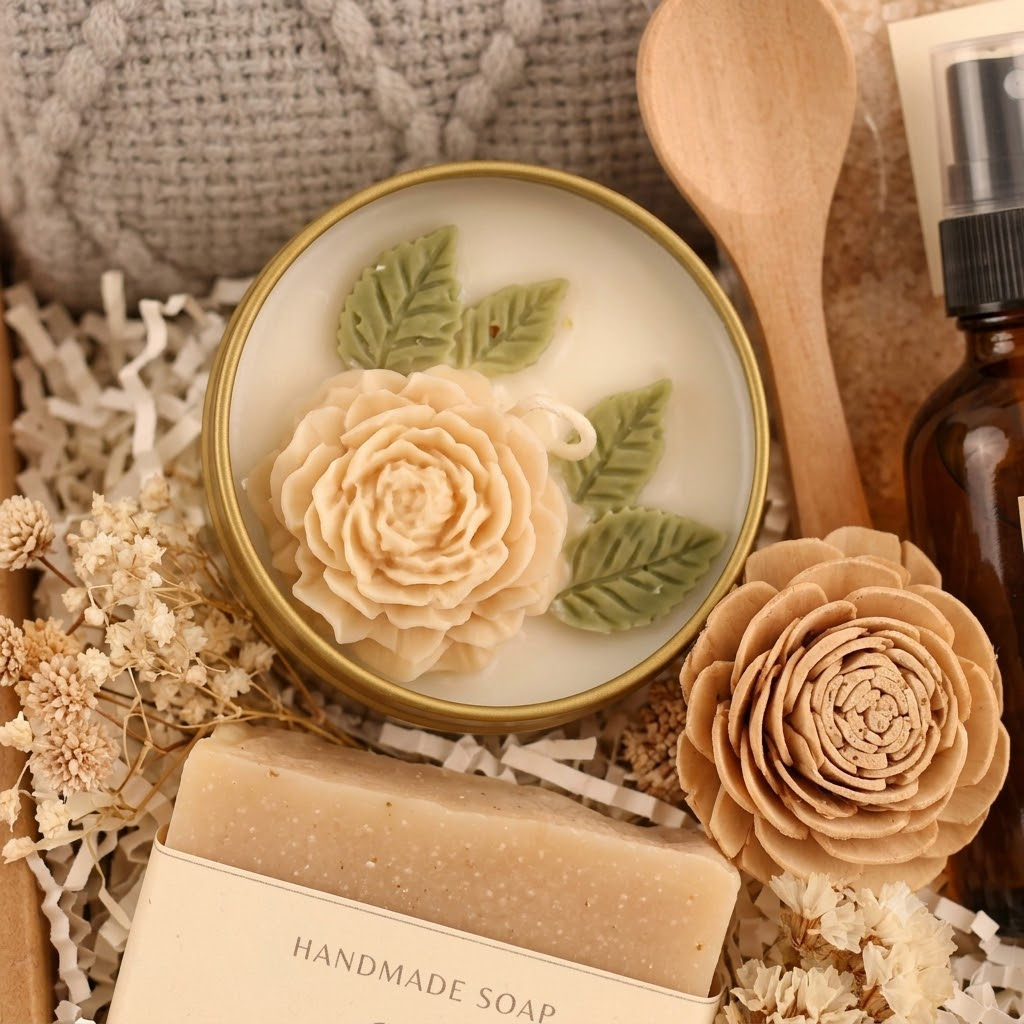 Grey Blanket & Beige Spa Gift Box