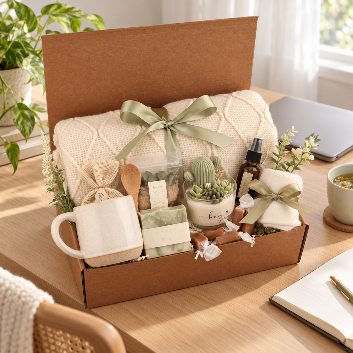 Hug Cactus Glass Candle Gift Box