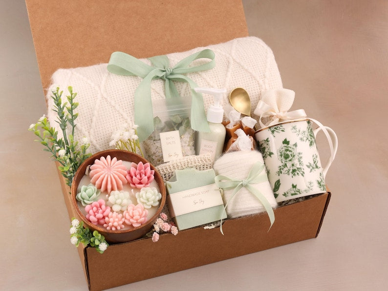 Pink Succulent Candle Gift Box