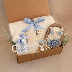 Blue Toile & Wood Wick Candle Gift Box