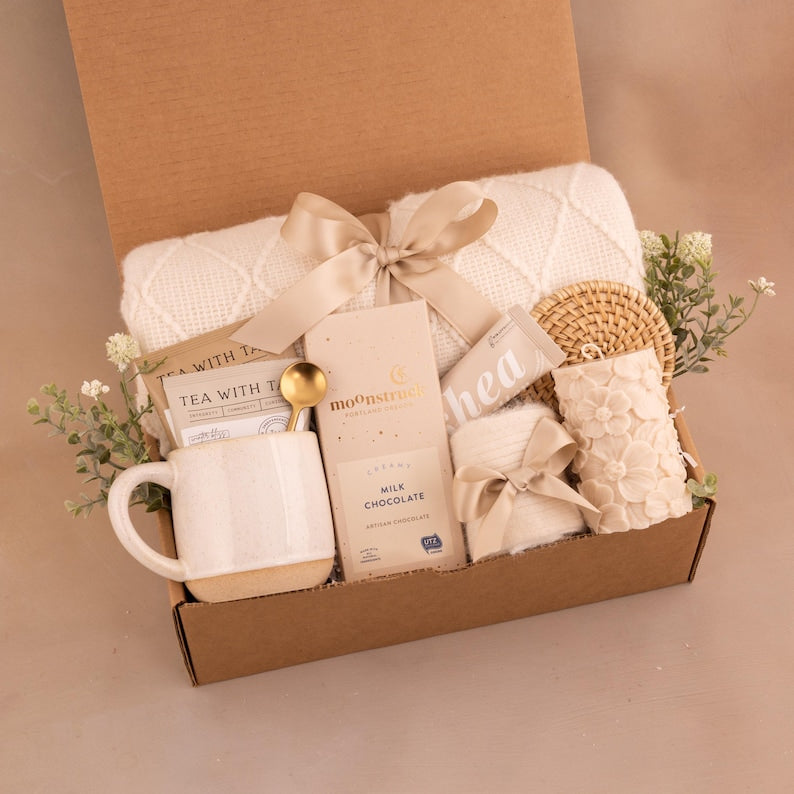 White Pillar Floral Candle Gift Box
